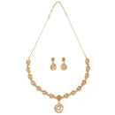 Gold Plated Spiral Shaped White American Diamond Studded Necklace With Earrings Jewellery Set