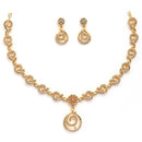 Gold Plated Spiral Shaped White American Diamond Studded Necklace With Earrings Jewellery Set