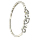 Rhodium Plated Silver Toned Leaf Shaped White American Diamond Studded Bracelet