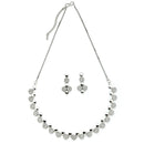 Rhodium Plated Silver Toned Geometrical Shaped White American Diamond Studded Jewellery Set
