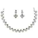 Rhodium Plated Silver Toned Geometrical Shaped White American Diamond Studded Jewellery Set