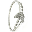 Rhodium Plated Silver Toned  Butterfly Shaped White American Diamond Studded Bracelet