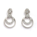 Rhodium Plated Silver Toned Rose Shaped White American Diamond Studded Jewellery Set