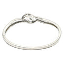 Rhodium Plated Silver Toned White Tear Drop Shaped American Diamond Studded Bracelet