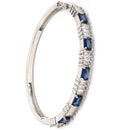 Rhodium Plated Silver Toned Royal Blue  American Diamond Studded Bracelet