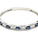 Rhodium Plated Silver Toned Royal Blue  American Diamond Studded Bracelet