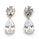 Rhodium Plated Silver Toned Floral Shaped White American Diamond Studded Jewellery Set