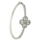 Rhodium Plated Silver Toned Floral White American Diamond Studded Bracelet
