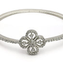 Rhodium Plated Silver Toned Floral White American Diamond Studded Bracelet