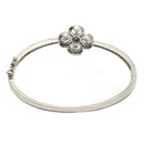 Rhodium Plated Silver Toned Floral White American Diamond Studded Bracelet