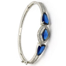 Rhodium Plated with Blue American Diamond Studded Kada Bracelet