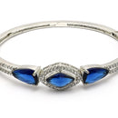 Rhodium Plated with Blue American Diamond Studded Kada Bracelet