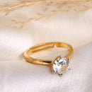 Gold Plated American Diamond Studded Adjustable Ring