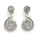 Rhodium Plated Silver Toned Spiral Shaped White American Diamond Studded Jewellery Set