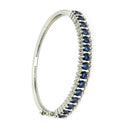 Rhodium Plated Silver Toned Blue American Diamond Studded Bracelet