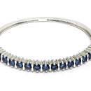 Rhodium Plated Silver Toned Blue American Diamond Studded Bracelet