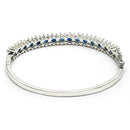 Rhodium Plated Silver Toned Blue American Diamond Studded Bracelet