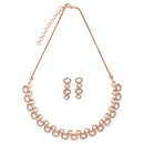 Rose Gold Plated Oval Shaped White American Diamond Studded Jewellery Set
