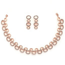 Rose Gold Plated Oval Shaped White American Diamond Studded Jewellery Set