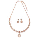 Rose Gold Plated Spiral Shaped White American Diamond Studded Jewellery Set