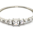 Rhodium Plated Silver Toned Square Shaped White American Diamond Studded Bracelet