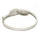 Rhodium Plated Silver Toned Leaf Shaped White American Diamond Studded  Bracelet