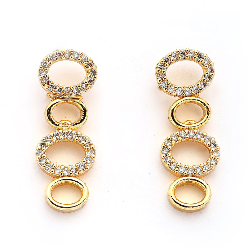 Gold Plated Oval Shaped White American Diamond Studded Jewellery Set