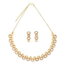 Gold Plated Oval Shaped White American Diamond Studded Jewellery Set