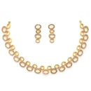 Gold Plated Oval Shaped White American Diamond Studded Jewellery Set