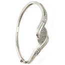 Rhodium Plated with White American Diamond Studded Stylish Kada Bracelet