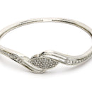 Rhodium Plated with White American Diamond Studded Stylish Kada Bracelet