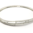 Rhodium Plated Silver Toned White Cubic Zirconia Studded Bracelet