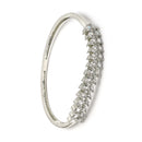 Rhodium Plated Silver Toned Leaf Shaped White  American Diamond Studded Bracelet