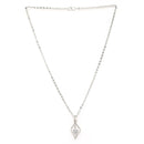 Rhodium Plated Silver Toned White American Diamond Studded Leaf Shaped Pendant With Chain