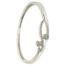 Rhodium Plated Silver Toned Twisted White American Diamond Studded Bracelet