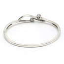 Rhodium Plated Silver Toned Twisted White American Diamond Studded Bracelet