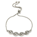 Rhodium Plated Silver Toned Drop Shaped White American Diamond Studded Bracelet