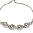 Rhodium Plated Silver Toned Drop Shaped White American Diamond Studded Bracelet