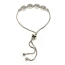 Rhodium Plated Silver Toned Drop Shaped White American Diamond Studded Bracelet