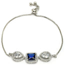 Rhodium Plated Silver Toned Royal Blue American Diamond Studded Bracelet