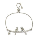 Rhodium Plated Silver Toned White American Diamond Studded Wraparound Bracelet