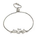 Rhodium Plated Silver Toned White American Diamond Studded Wraparound Bracelet