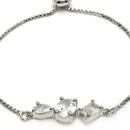 Rhodium Plated Silver Toned White American Diamond Studded Wraparound Bracelet