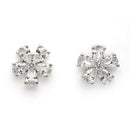 Rhodium Plated Silver Toned White American Diamond Studded Floral Shaped Pendant set