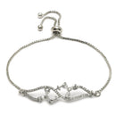 Rhodium Plated Silver Toned Floral White American Diamond Studded Bracelet