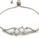 Rhodium Plated Silver Toned Floral White American Diamond Studded Bracelet