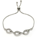 Rhodium Plated with White American Diamond Studded Wraparound Bracelet