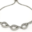 Rhodium Plated with White American Diamond Studded Wraparound Bracelet