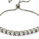 Rhodium Plated Silver Toned White American Diamond Studded Bracelet