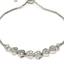 Rhodium Plated Silver Plated Heart Shaped White American Diamond Studded  Bracelet